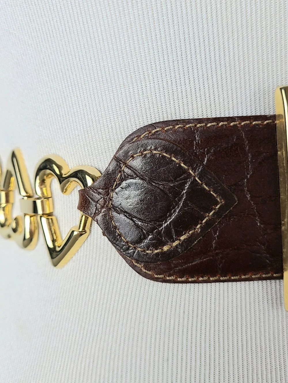 Express Compagnie Internationale Made In Italy Croc Print Vintage Leather Belt